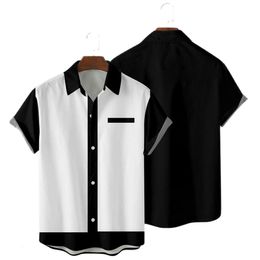 Camisas casuales para hombres Ropa 50s Rockabilly Hombre Blusa de manga corta Tops Fifties Bowling ButtonDown Camisa Masculina 230516