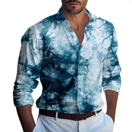 Chemises décontractées pour hommes Vêtements élégants pour les hommes d'entraînement Collier Longe à manches longues CHlouse imprimé Cufflin Camisa Par Hombre