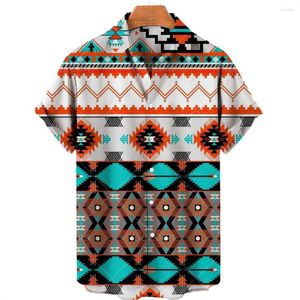 Casual overhemden voor heren Kleding Hawaiiaans overhemd voor heren Mode Cashew geometrische bloem 3D-geprinte tops met enkele rij knopen