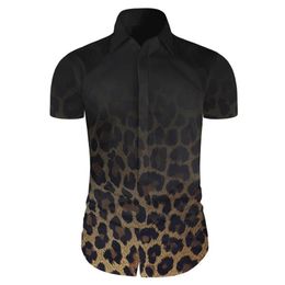 Chemises décontractées pour hommes Cloudstyle 2021 Été Hommes Chemise 3D Impression Léopard Footmark Manches courtes Roman Design Fit Spirited Prem306v