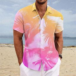 Heren casual shirts kokospalm shirt voor heren 2024 korte mouwen mode Hawaiiaanse man feest zomerkleding top tee