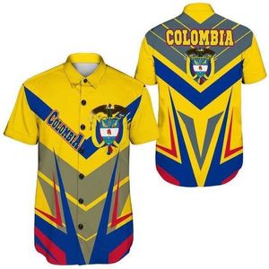 Chemises décontractées pour hommes Colombia National Emblem Map Short Shirts Slve pour hommes vêtements Hawaiian Beach Shirts Sports Jersey Flag Kids Blouses Boy Tops Y240506