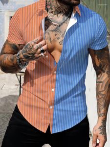 Camisas casuales para hombres peleadores de color rayado 3D camisa estampada estampada en la calle de moda
