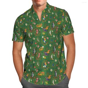 Camisas casuales para hombres Loro de colores Impresión 3D Verano Transpirable Playa hawaiana Camisa de manga corta Hombres Streetwear 5XL Grande Harajuku Botón arriba