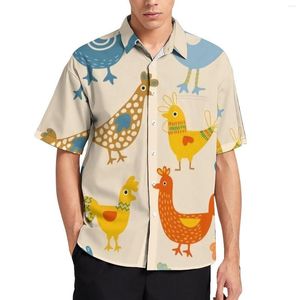 Casual shirts voor heren kleurrijke kippenboerderij dierenprint vakantie shirt shirt korte mouw trend blouses heren grote maat