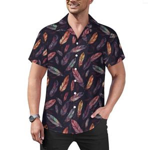 Casual overhemden voor heren Kleurrijk verenoverhemd Dierenprint Vakantie Losse zomer Retro blouses Korte mouwen Design Oversized kleding