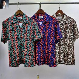 Casual shirts voor heren Kleurrijke luipaardprint Wacko Maria Hoge kwaliteit heren dames streetwear kort shirt Japan