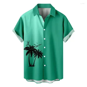 Casual overhemden voor heren Kleurrijk palmboomshirt voor heren Mode Etnische korte mouwen 3D-printen Hawaiiaanse zomertops Blousekleding