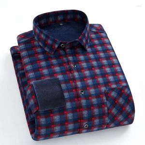 Chemises décontractées pour hommes Couleur de contraste plus taille chemise classique Check Stripe Velvet épais Male Male Male surdimensionnée Marque Top Z80
