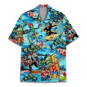 Chemises décontractées pour hommes Cool 3d Print Monkey Orangutan Hawaiian Shirt for Men Summer Holiday Shirts Button Short Street Street Beach Surf Aloha Shirt 240424