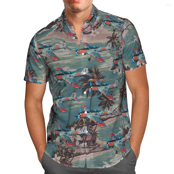 Chemises décontractées pour hommes Cool Plane 3D Beach Hawaiian 2023 Chemise pour hommes d'été à manches courtes Streetwear surdimensionné 5XL Camisa Chemise sociale