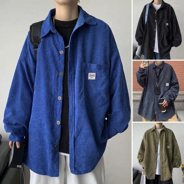 Chemises décontractées en velours côtelé pour hommes, vêtements Harajuku, style coréen, manches longues, vêtements vintage, streetwear, 2024