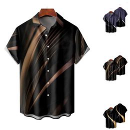 Camisas casuales para hombres Pantalones de pana para hombre Impreso Hawaiano Manga corta Botón Down Camisa de playa para hombre Moda Hombres Tops