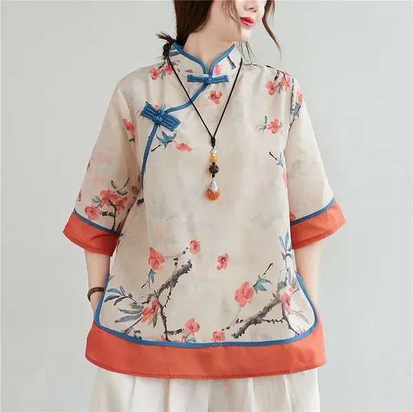Chemises décontractées pour hommes Coton et lin Tang Suit des vêtements féminins Automne Chinois Traditional Style Imprime
