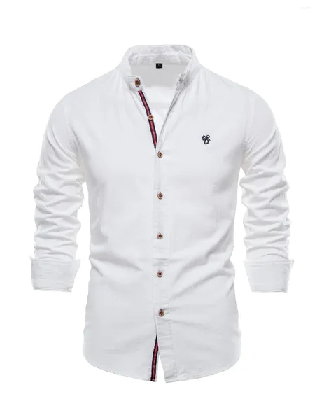 Camisas casuales para hombres Ropa de manga larga de algodón Camisa blanca completa