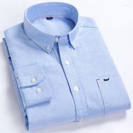 Chemises décontractées pour hommes, chemise à carreaux en coton, couleur unie, rayée, hauts à manches longues, coupe cintrée, vêtements sociaux coréens BL-7