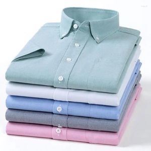 Camisas casuales para hombres algodón de manga corta de algodón de manga corta oxford