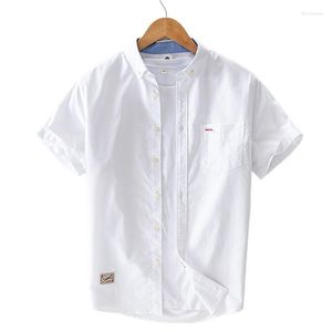 Casual shirts voor heren katoen zomer korte mouw voor mannen mode tops mannelijke turn down kraag oversized 4xl witte kleding