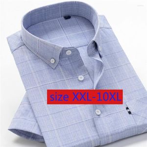 Mannen Casual Shirts Katoen Super Grote Mannen Losse Oversized Mode Lange Mouw Smart Plaid Hoge Kwaliteit Plus Size 2XL-9XL10XL