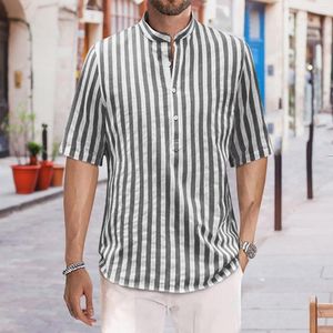 Chemises décontractées pour hommes Cowboy Dress Men Mens Short Sleeve Collar Cotton Summer Striped Shirt T