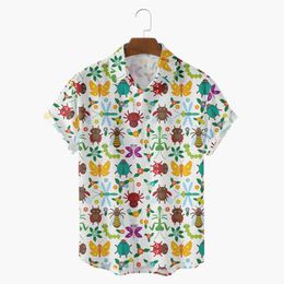 Camisas casuales para hombres Transfronterizo Verano Insecto Floral 3D Impresión digital Tendencia Camisa suelta de manga corta para hombres TopMen's