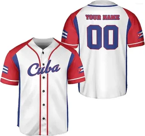 Chemises décontractées pour hommes Custom Cuba Olive Army Flag 3d Imprimer Fiber Baseball Jersey Top Tee Men Streetwear Sport à manches courtes