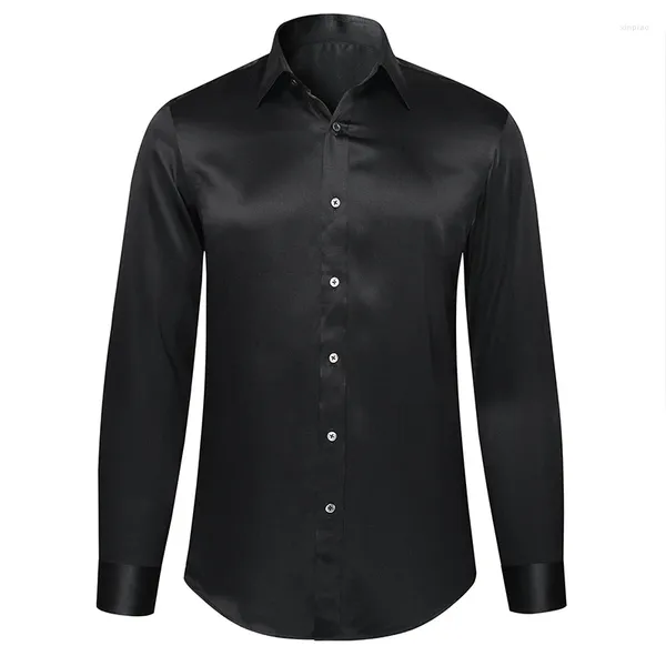 Chemises décontractées pour hommes sur mesure sur mesure sur mesure Business de mariage officiel Blouse Balck Silk Robe Designer Gentleman élégant