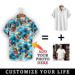 Chemises décontractées pour hommes Face personnalisé Shirt Hawaiian Tops personnalisés Summer Men Femmes surdimensionnées Shirts Custom Design Design Party Party Birthday