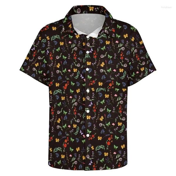 Camisas casuales para hombres Linda mariposa 3D impreso blusas de niño hawaiano animal gráfico manga corta para hombres ropa streetwear playa tops de lujo