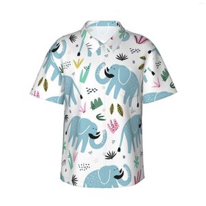 Chemises décontractées pour hommes mignons éléphants masculins hawaïens à manches courtes à manches courtes à la plage florale tropicale