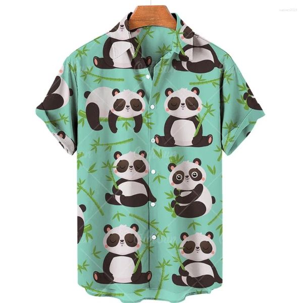 Chemises décontractées pour hommes mignons panda hawaïi 3d imprimement hommes Vêtements de plage d'été Vocation à manches courte