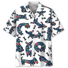 Chemises décontractées pour hommes mignons chiot mignon chemise à manches courtes hawaïen 2024 Top Fashion Plus taille