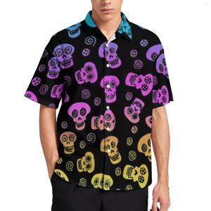 Casual herenoverhemden Schattig doodshoofd los overhemd Man Vakantie Print Hawaiiaans patroon Korte mouwen Mode Oversized blouses