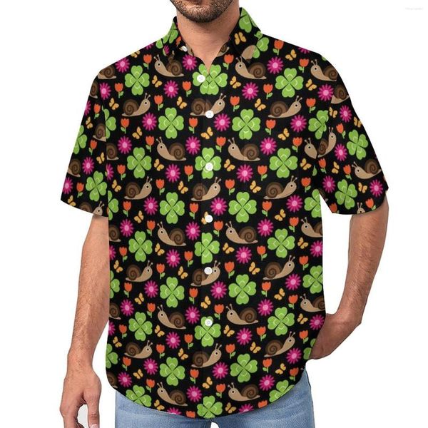 Chemises décontractées pour hommes mignon escargot chemise de plage imprimé Animal hawaïen hommes Blouses drôles à manches courtes vêtements personnalisés grande taille