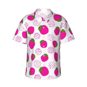 Chemises décontractées pour hommes mignon fraise hommes hawaïen à manches courtes boutonné plage Tropical Floral