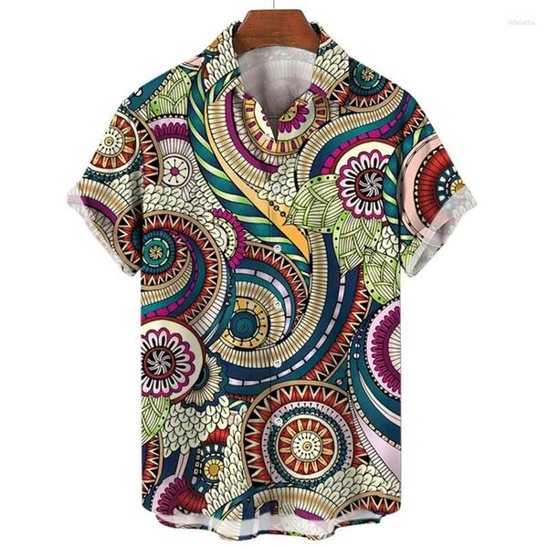 Chemises décontractées pour hommes D chemise à imprimé musulman Vintage Flower Pattern Party Party Blouse Lulle surdimensionnée Street Harajuku Tops Vêtements masculins