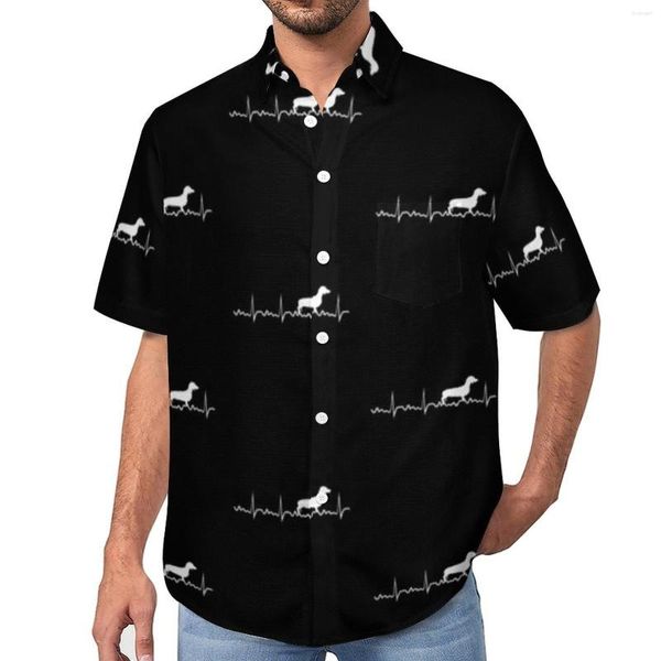 Camisas informales para hombre, blusas Dachshund, perro masculino, mascota hawaiana, diseño de manga corta, ropa de calle, camisa de playa de gran tamaño, regalo de cumpleaños