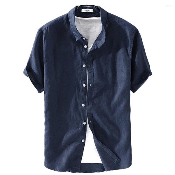 Camisas Casuales para Hombres Camisa Superior De Vacaciones Diarias Blusa De Color Sólido Rebeca con Botones Transpirable Abrigo Chaqueta Cómoda Solapa