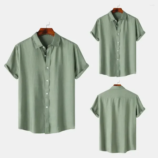 Camisas casuales para hombres Camisa diaria Cuello de solapa elegante Verano con diseño sin costuras Tela elástica Negocios transpirables para oficina
