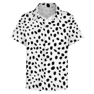 Chemises décontractées pour hommes Dalmatian Dog 3D Blans imprimés simples Shirts graphiques pour hommes Vêtements Casual Animal Male Male Slve Bouton Y2K Tops Y240506