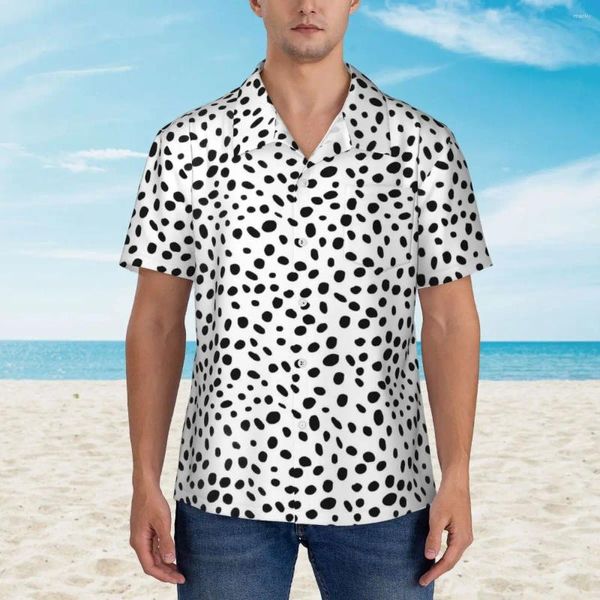 Chemises décontractées pour hommes chemises de plage imprimées de chien dalmatien noir