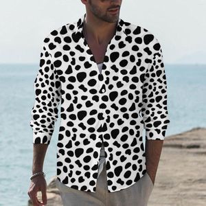 Heren Casual Shirts Dalmatische Hond Streetwear Shirt Man Dierenprint Herfst Vintage Blouses Lange mouw Custom Oversized Kleding