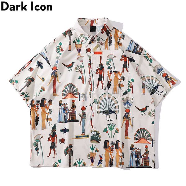 Chemises décontractées pour hommes Dark Full Printing surdimensionné hommes Femmes Summer Summer Plus taille Hawaiian Man Z0224