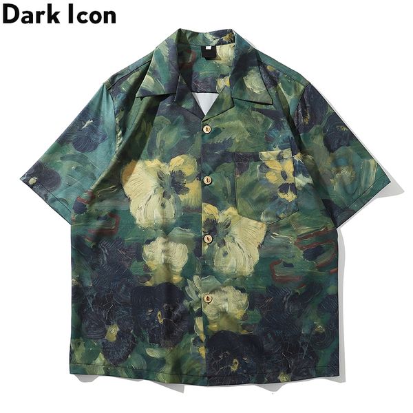 Chemises décontractées pour hommes Dark Icon Peinture à la main entièrement imprimée Hawaiian Men Summer Street Shirt 230404
