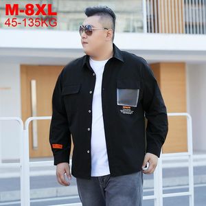 Chemises décontractées pour hommes Denim surdimensionné hommes 8xl chemise habillée à manches longues grande taille chinois Streetwear Hip Hop bleu marine Blouse hommes ample