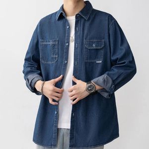 Chemises décontractées pour hommes Chemise en jean à manches longues Printemps et automne Lâche American Retro Jeans Top Male