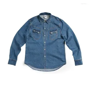 Heren Casual Shirts Denim Shirt Gewassen Blauw Lange Mouw Westerse Cowboy Jas Jaren '80 Kleding Vintage Designer Kleding Dazn Mannelijke Mode