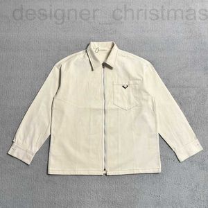 Casual shirts voor heren ontwerper 2024 Vroege voorjaar veelzijdige driehoek Iron Label Pocket Heren en Dames Zipper Jackets Denim Jackets Ulju