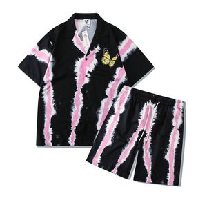 Chemises décontractées pour hommes Designer Button Up Shirt 2024 Mode High Street Impression numérique Papillon Lâche Chemise à manches courtes Set Shorts pour hommes