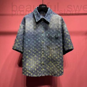 Chemises décontractées pour hommes Designer Designer 23SS T-shirt Rainbow Jacquard Denim Coat Plein écran Old Flower Print Pattern Premium Luxury Top 5VQ0 JDWD